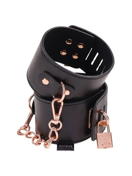 Sex &amp; Mischief Brat Locking Cuffs: Handfesseln, schwarz/roségold