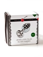 Dolce Piccante Jewellery Small Ribbed: Edelstahl-Analplug, silber/klar