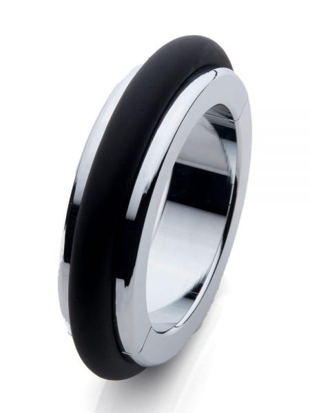 Metal X Fusion Ring: Penisring, silber/schwarz