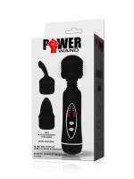 Power Wand Set: Vibrator mit 2 Aufsätzen, schwarz