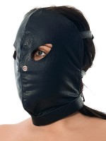 Leder-Kopfmaske mit Schnallen, schwarz