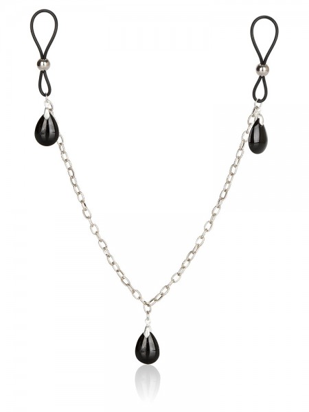 Nipple Chain Jewelry: Nippelschlaufen mit Kette, schwarz