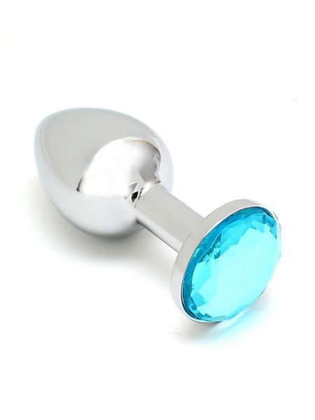 Sofia Metal Buttplug: Metall-Analplug, silber/blau