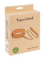 Vegan Fetish: Kork-Halsfessel mit Leine, braun