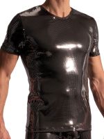 MANSTORE M2228: V-Neck-Shirt, schwarz/silber