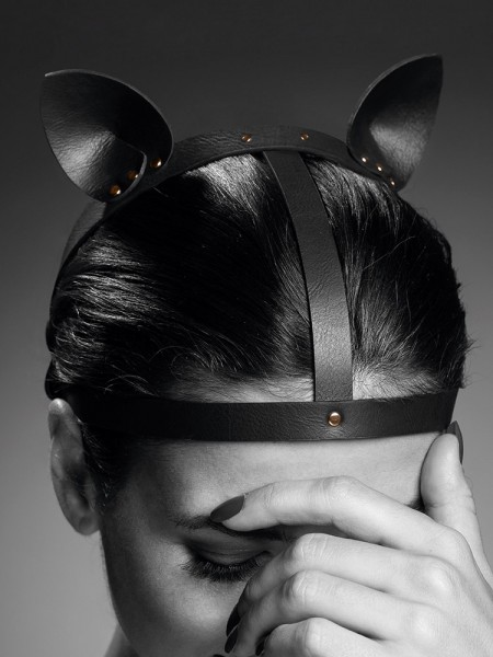 Bijoux Indiscrets Maze: Kopf-Harness mit Katzenohren, schwarz