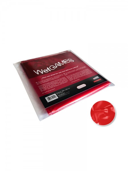 Wet Games: Lack-Bettlaken, rot 180x220cm