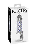 Icicles No 80: Glas-Analdildo, transparent/blau