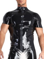 Latex-Zipshirt, schwarz