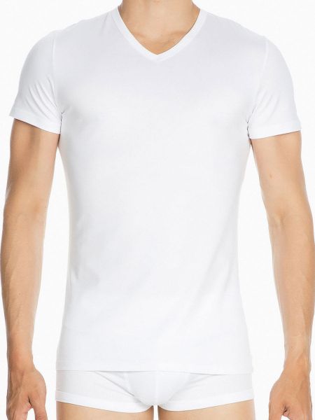 HOM Classic: V-Neck-Shirt, weiß