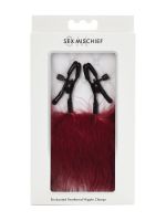 Sex & Mischief Enchanted Feather: Nippelklemmen, weinrot/schwarz