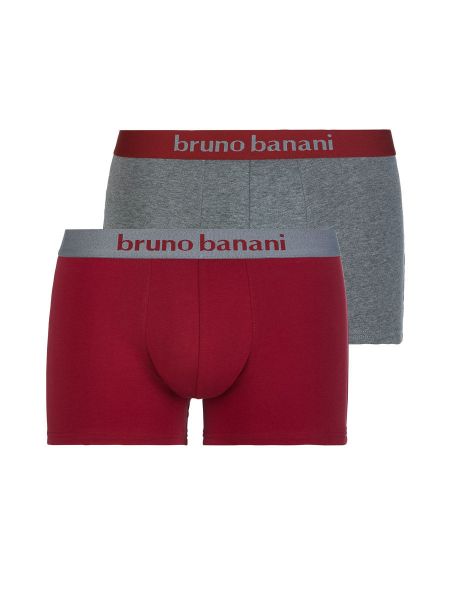 Bruno Banani Flowing: Short 2er Pack, bordeaux//grau melange