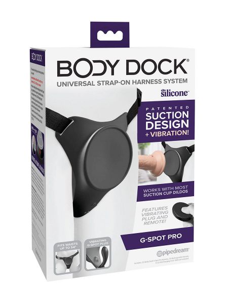 Body Dock G-Spot Pro: Vibro-Strap-On-Harness, schwarz/grau