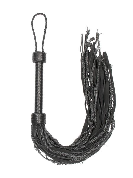 Ouch! Pain Leather Suede Barbed Wired Flogger: Peitsche, schwarz