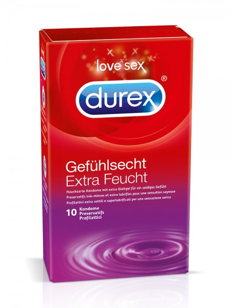 Durex Gefühlsecht Extra Feucht: Kondome, 10er Pack