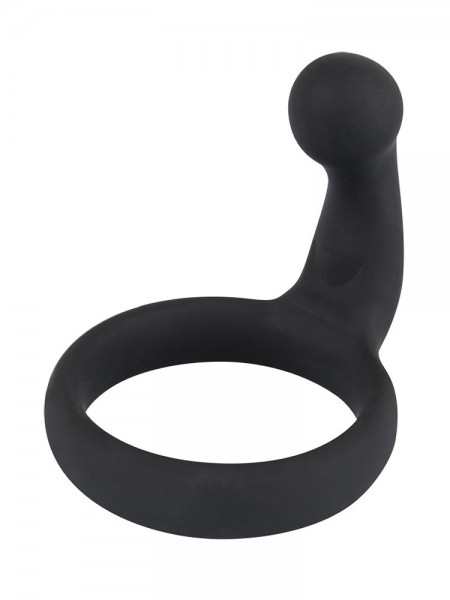 Black Velvets Cock Ring: Penisring mit Perineum-Stimulator, schwarz