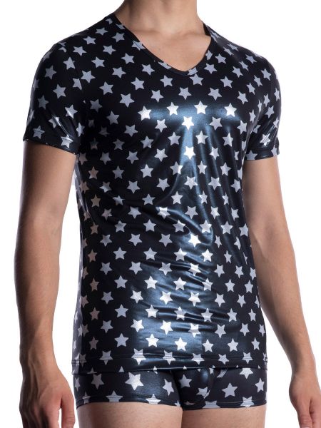 MANSTORE M2057: V-Neck-Shirt, stars