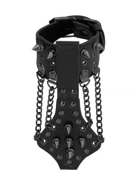 Ouch! Skulls and Bones Spiked Bracelet with Chains: Armband, schwarz
