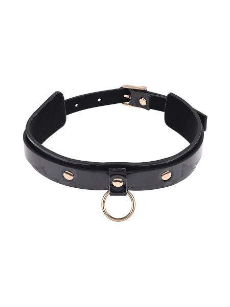 Sex & Mischief Orbit Day Collar: Lack-Halsband, schwarz