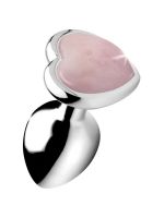 Booty Sparks Gemstones Rose Quartz Heart: Aluminium-Analplug, silber/rosa