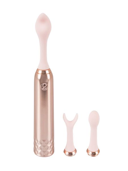 Couples Choice Stimulator with 3 attachments: Klitoris-Vibrator, roségold