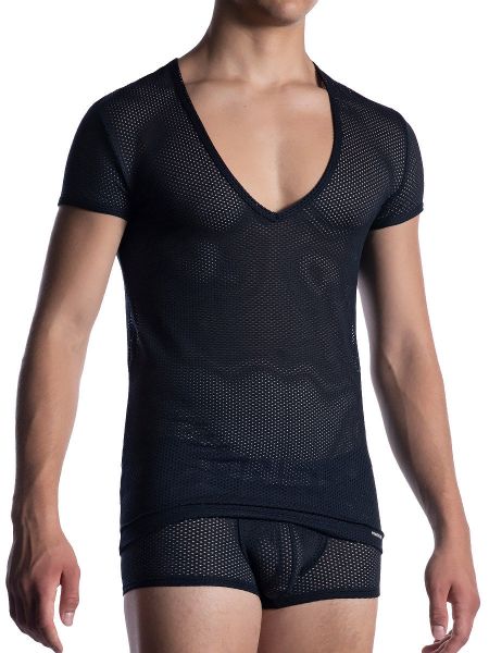 MANSTORE M2051: V-Neck-Shirt, schwarz