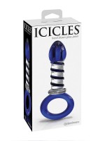 Icicles No 81: Glas-Analdildo, transparent/blau