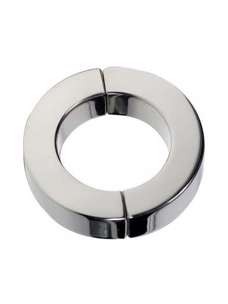 Black Label Stainless Steel Magnetic Hinged Cock Ring Polished: Edelstahl-Magnet-Penisring