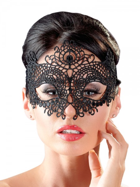 Augenmaske mit Stickerei, schwarz