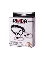 Rimba Latex Play: Ringknebel mit Nippelklemmen, schwarz