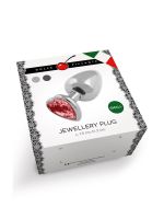 Dolce Piccante Jewellery Graphit Heart Small: Edelstahl-Plug, graphit/rot