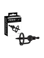 Penis Plug with Glans Ring: Vibro-Penisplug mit Eichelring, schwarz