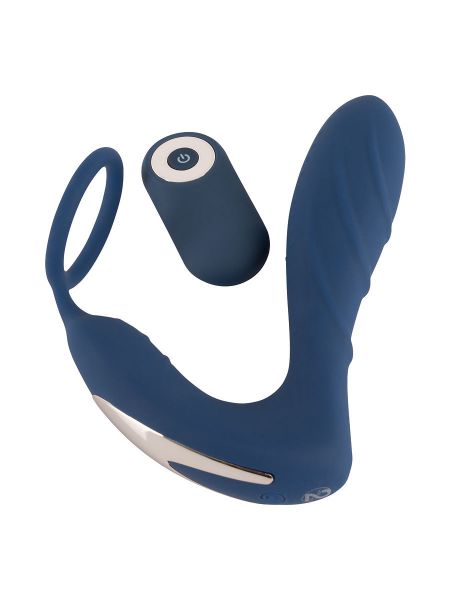 Vibrating Prostate Plug with cockring: Vibro-Plug mit Penisring, blau
