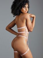 Adore Claire: Ouvert-Strapshemd-Set, pink