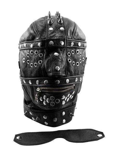 Xx-DreamsToys: Leder-Kopfmaske Heavy, schwarz
