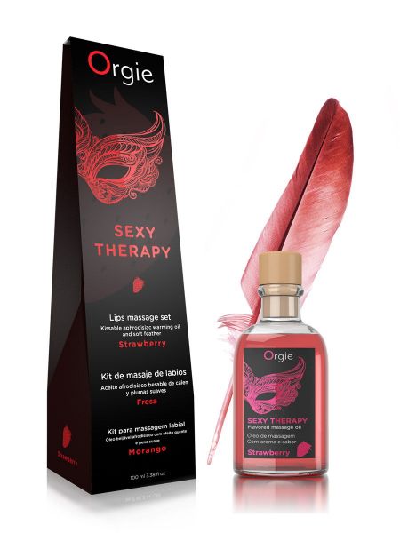 Orgie Lips Massage Kit Strawberry: Massageöl-Set Erdbeere (100ml)