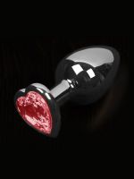 Dolce Piccante Jewellery Silver Heart Small: Edelstahl-Plug, silber/rot