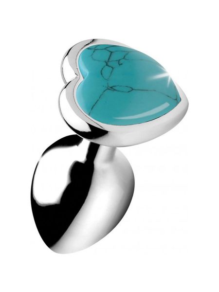 Booty Sparks Gemstones Turquoise Heart: Aluminium-Analplug, silber/türkis