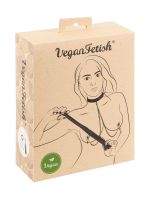 Vegan Fetish Set: Halsband-Fessel mit Peitsche, schwarz