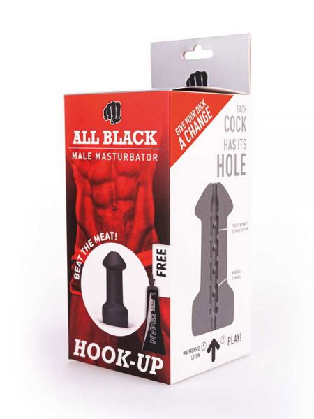 All Black Real Skin Touch Hook-Up: Masturbator, schwarz