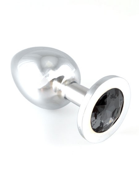 Aluminium-Buttplug mit schwarzem Kristall (155g)