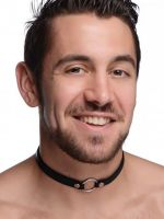 Master Series Sex Pet: Halsband mit O-Ring, schwarz/silber