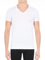 HOM Supreme Cotton: V-Neck-Shirt, weiß