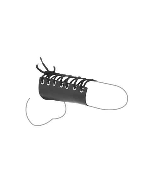 Leder-Penismanschette breit mit Schnürung, schwarz