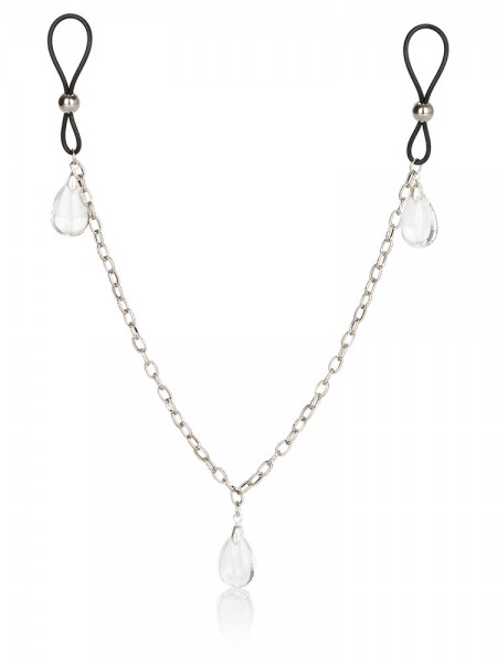 Nipple Chain Jewelry: Nippelschlaufen mit Kette, schwarz/transparent