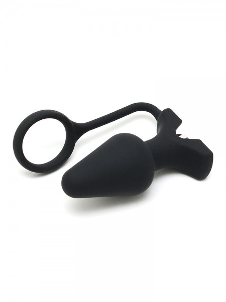 Silikon-Vibroplug mit Penisring, schwarz