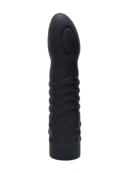 Silikon-Dildo (gerillt) für Strap-On (16cm), schwarz