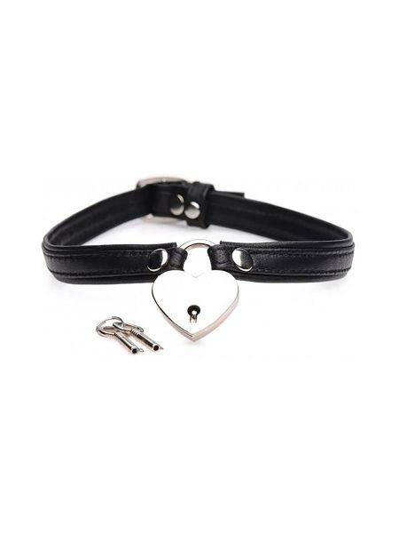 Master Series Heart Lock Choker: Halsband mit Vorhängeschloss