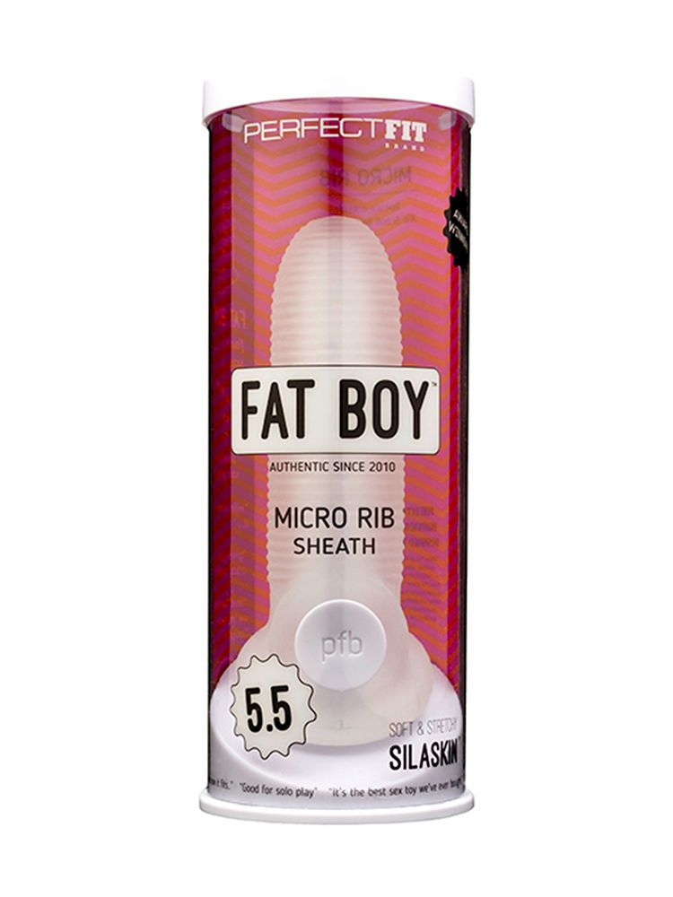 Perfect Fit Fat Boy Micro Rib Sheath 5.5: Penishülle, transparent