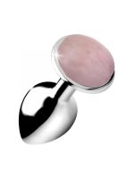 Booty Sparks Gemstones Rose Quartz: Aluminium-Analplug, silber/rosa